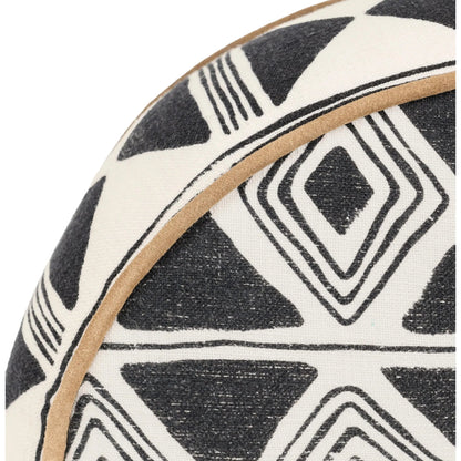 Nubia Round Cotton Fabric Throw Pillow by Villa by Classic Home in black, white. Made from unique in a rustic style.