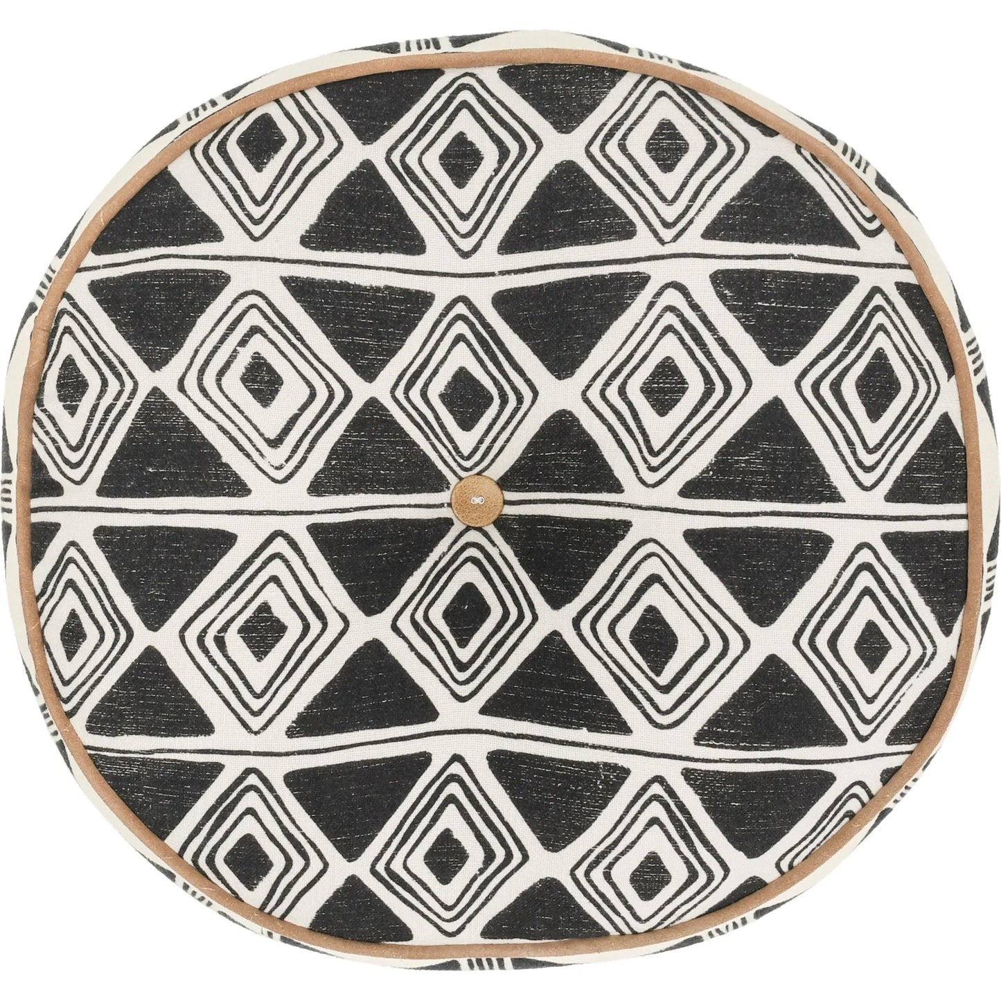 001 SI-2355349 | Primary Silo | Nubia Round Cotton Fabric Throw Pillow by Villa by Classic Home in black, white. Made from unique in a rustic style.
