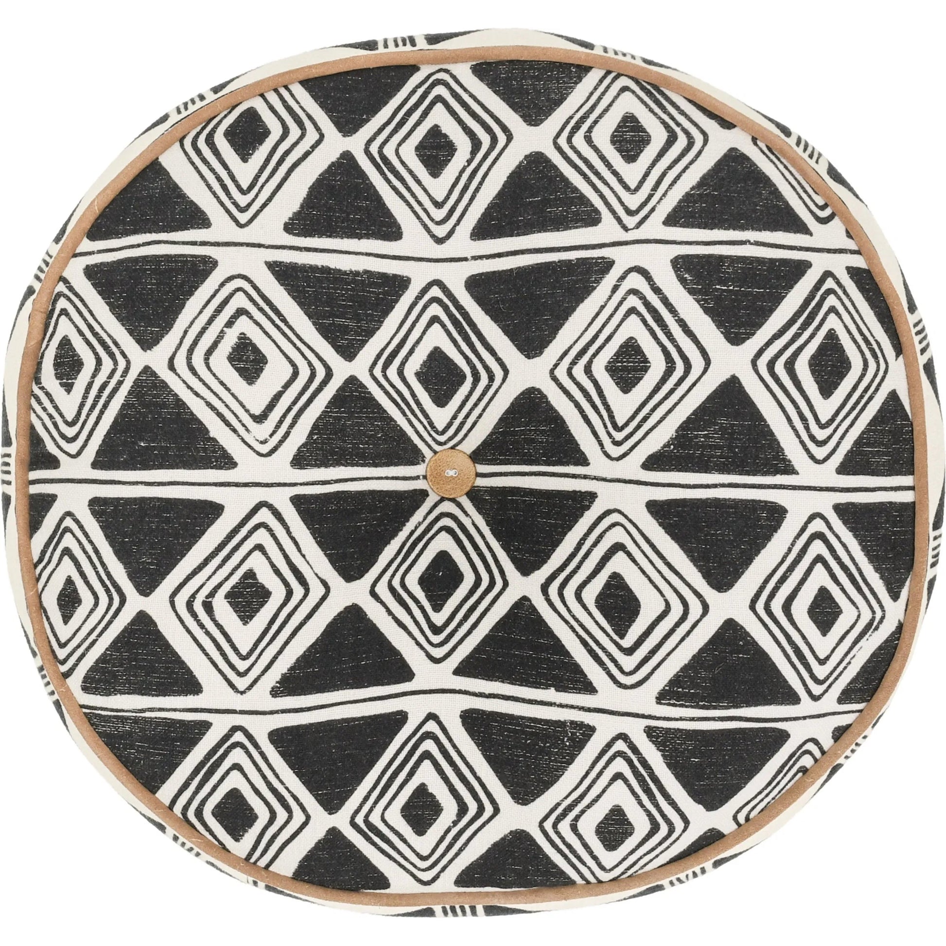 Nubia Round Cotton Fabric Throw Pillow by Villa by Classic Home in black, white. Made from unique in a rustic style.
