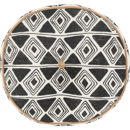 Nubia Round Cotton Fabric Throw Pillow by Villa by Classic Home in black, white. Made from unique in a rustic style.