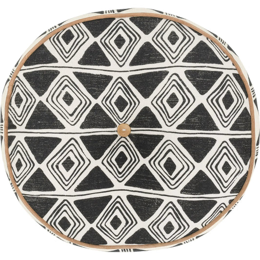 Nubia Round Cotton Fabric Throw Pillow by Villa by Classic Home in black, white. Made from unique in a unique style.
