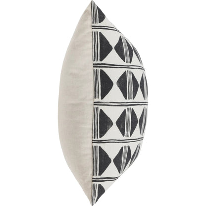 Nubia Round Cotton Fabric Throw Pillow by Villa by Classic Home in black, white. Made from unique in a rustic style.