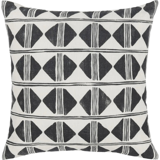 Nubia Round Cotton Fabric Throw Pillow by Villa by Classic Home in black, white. Made from unique in a unique style.