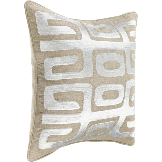 Zelo Linen Blend Throw Pillow by Villa by Classic Home in tan. Made from 50% cotton, 50% linen in a unique style.