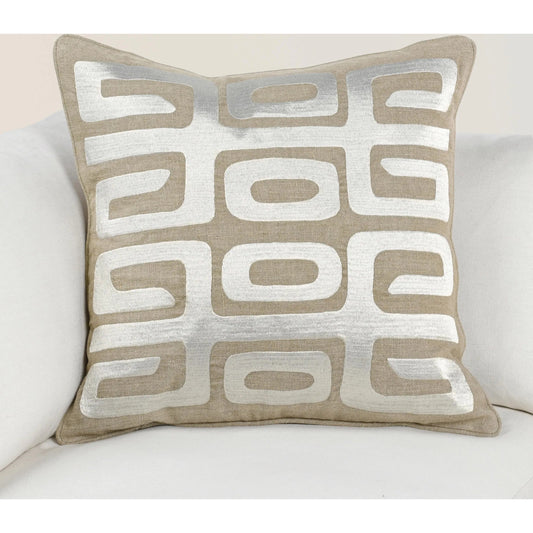 Zelo Linen Blend Throw Pillow by Villa by Classic Home in tan. Made from 50% cotton, 50% linen in a unique style.