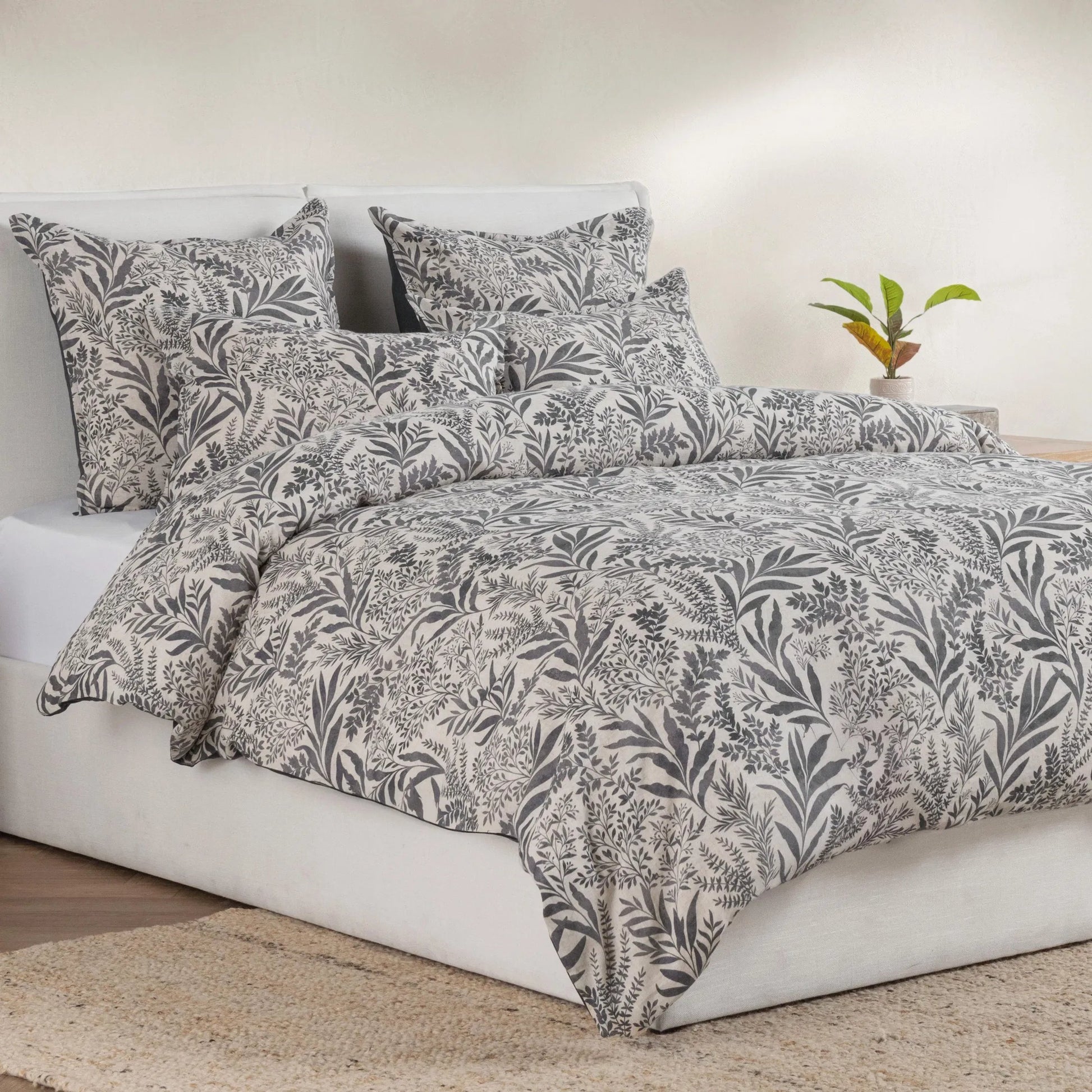 Mulberry Denim Duvet by Villa by Classic Home in blue. Made from 70% linen, 30% cotton, cotton sateen back in a unique style.