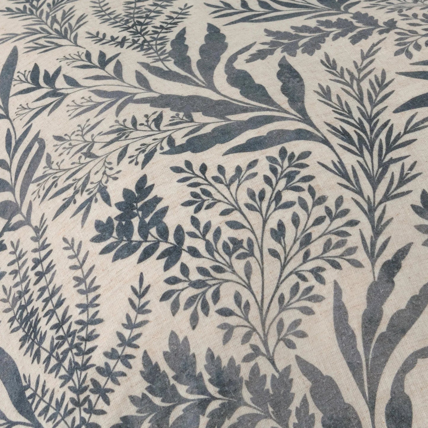 010 SI-2533351 | Closeup | Mulberry Denim Duvet by Villa by Classic Home in blue. Made from 70% linen, 30% cotton, cotton sateen back in a unique style.