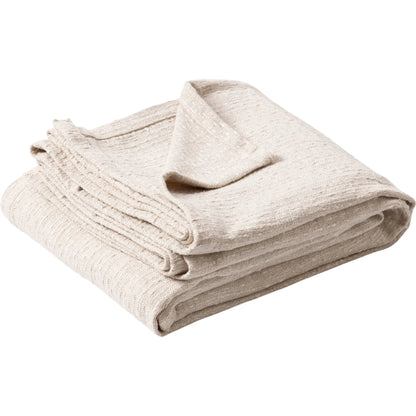 Anion Linen Blend Blanket by Villa by Classic Home in ivory. Made from 55% viscose, 18% linen, 18% cotton, 10% polyester in a unique style.