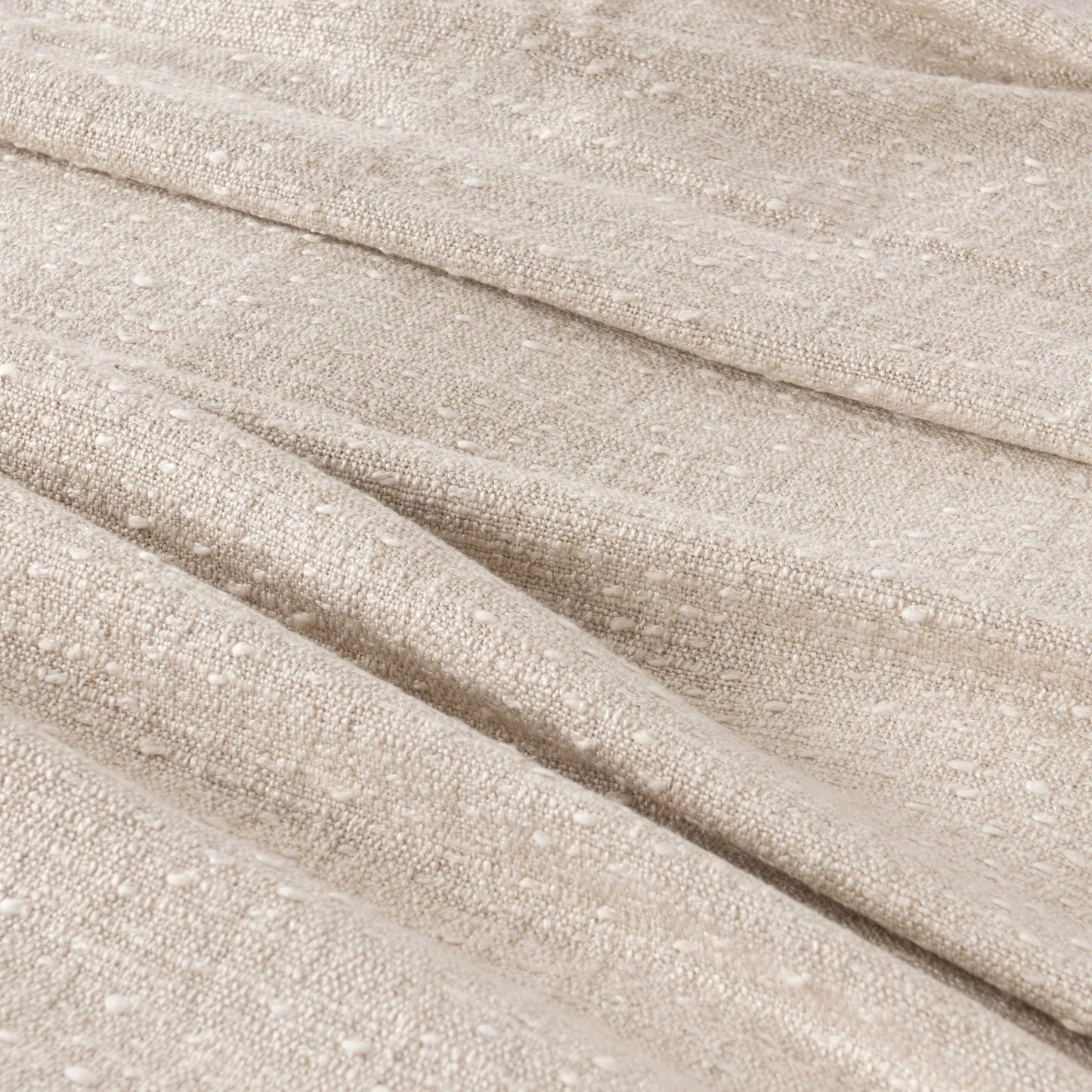 004 SI-2533361 | Closeup | Anion Linen Blend Blanket by Villa by Classic Home in ivory. Made from 55% viscose, 18% linen, 18% cotton, 10% polyester in a unique style.