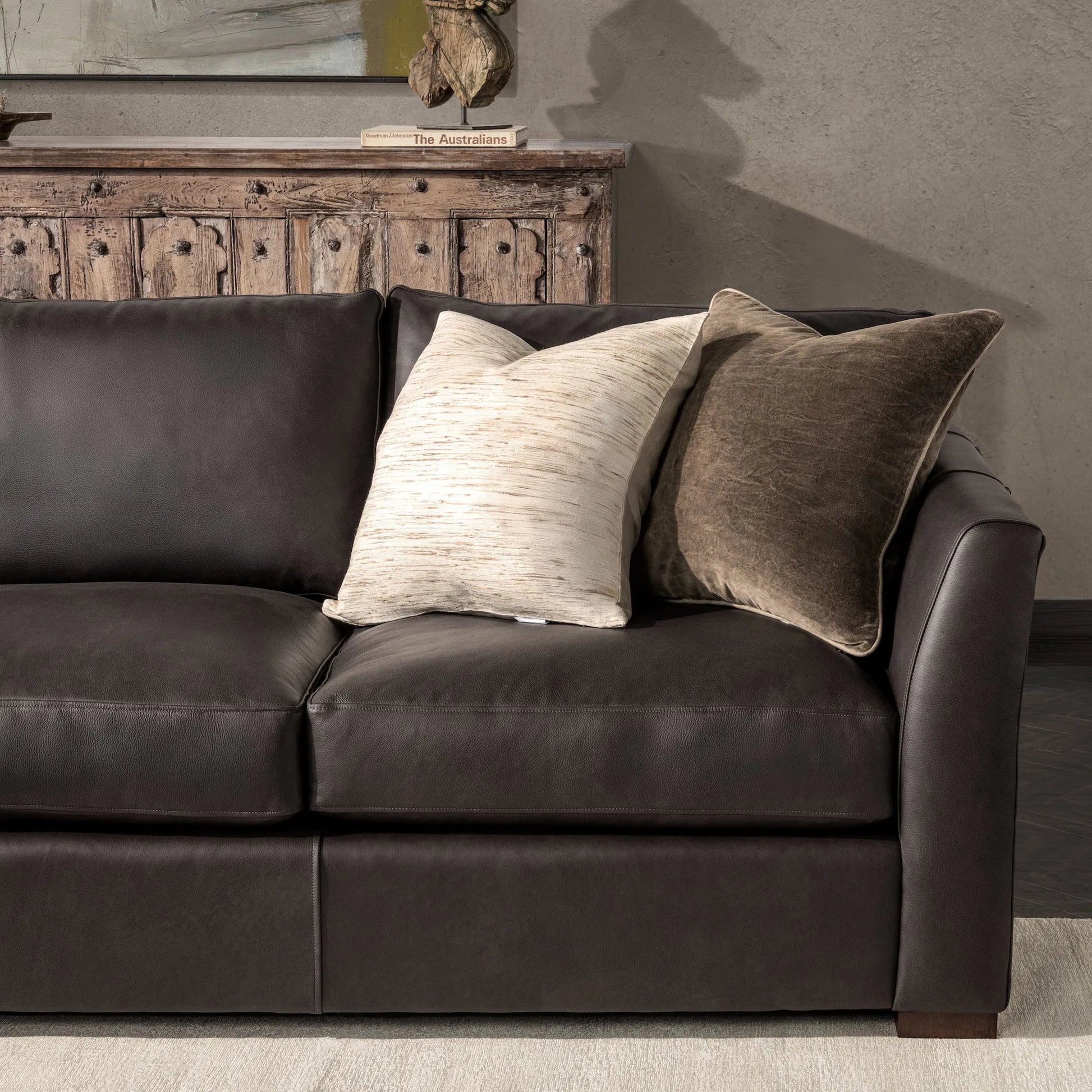 Dalton Silk Throw Pillow by Villa by Classic Home in beige. Made from 100% silk, 50% linen, 50% cotton back in a unique style.