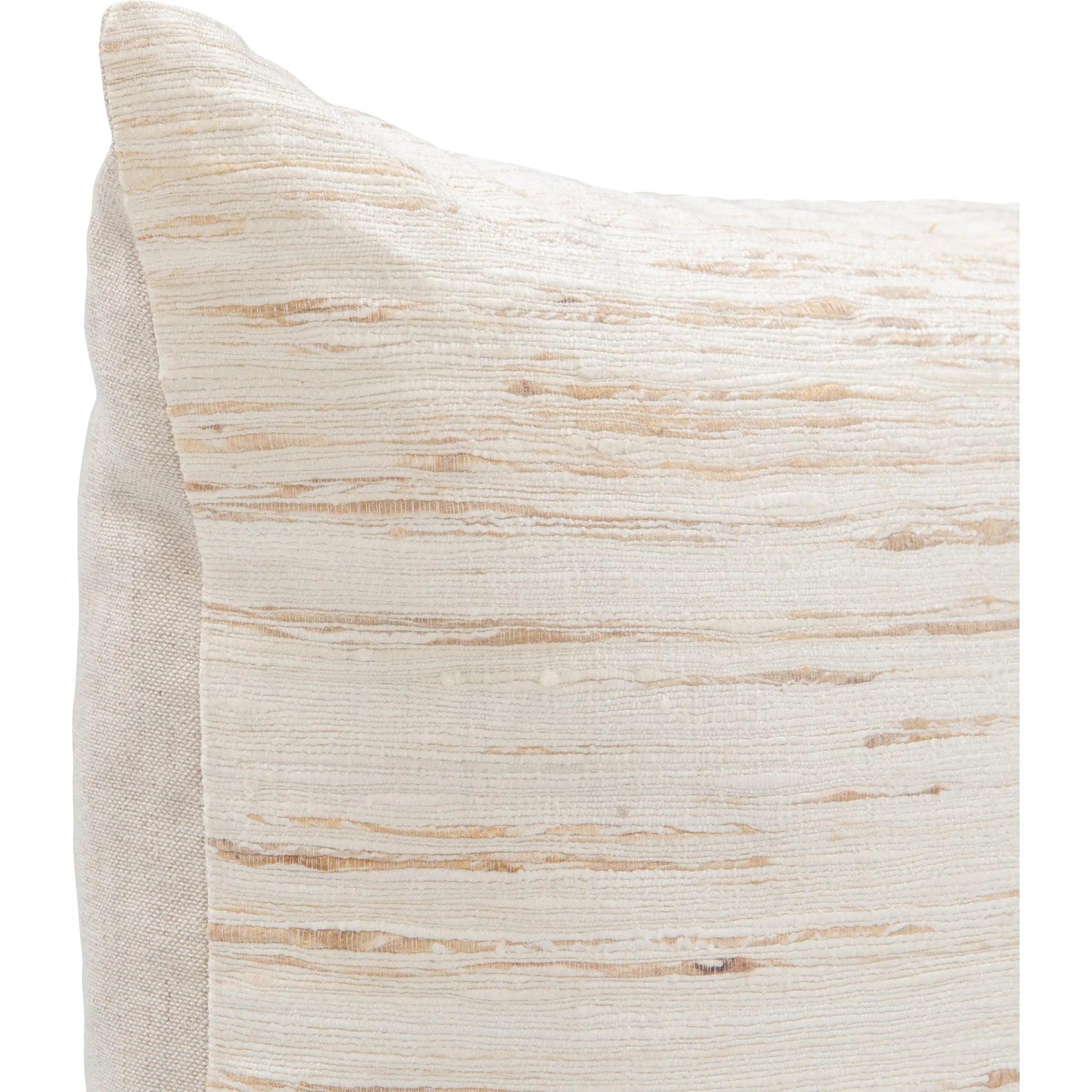 Dalton Silk Throw Pillow by Villa by Classic Home in beige. Made from 100% silk, 50% linen, 50% cotton back in a unique style.