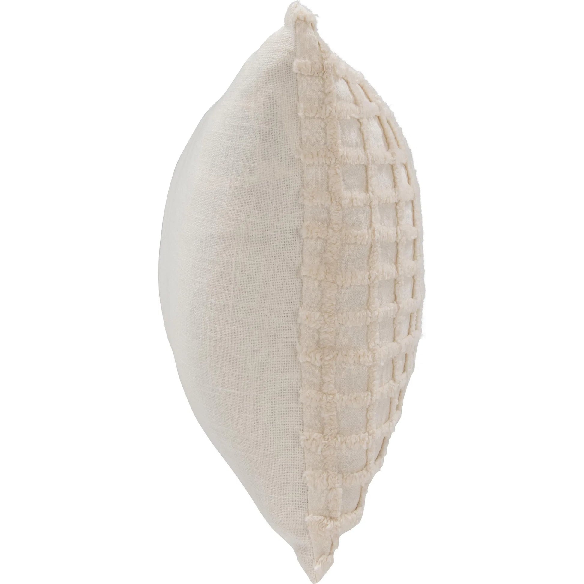 Ion Cotton Fabric Throw Pillow by Villa by Classic Home in ivory. Made from 100% cotton, same fabric front in a unique style.