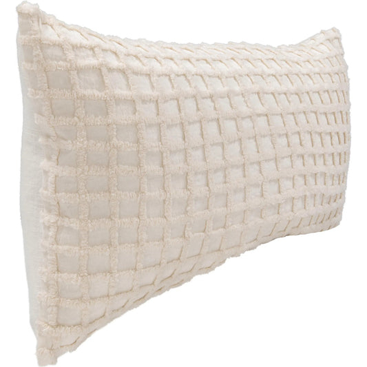 Ion Cotton Fabric Throw Pillow by Villa by Classic Home in ivory. Made from 100% cotton, same fabric front in a unique style.