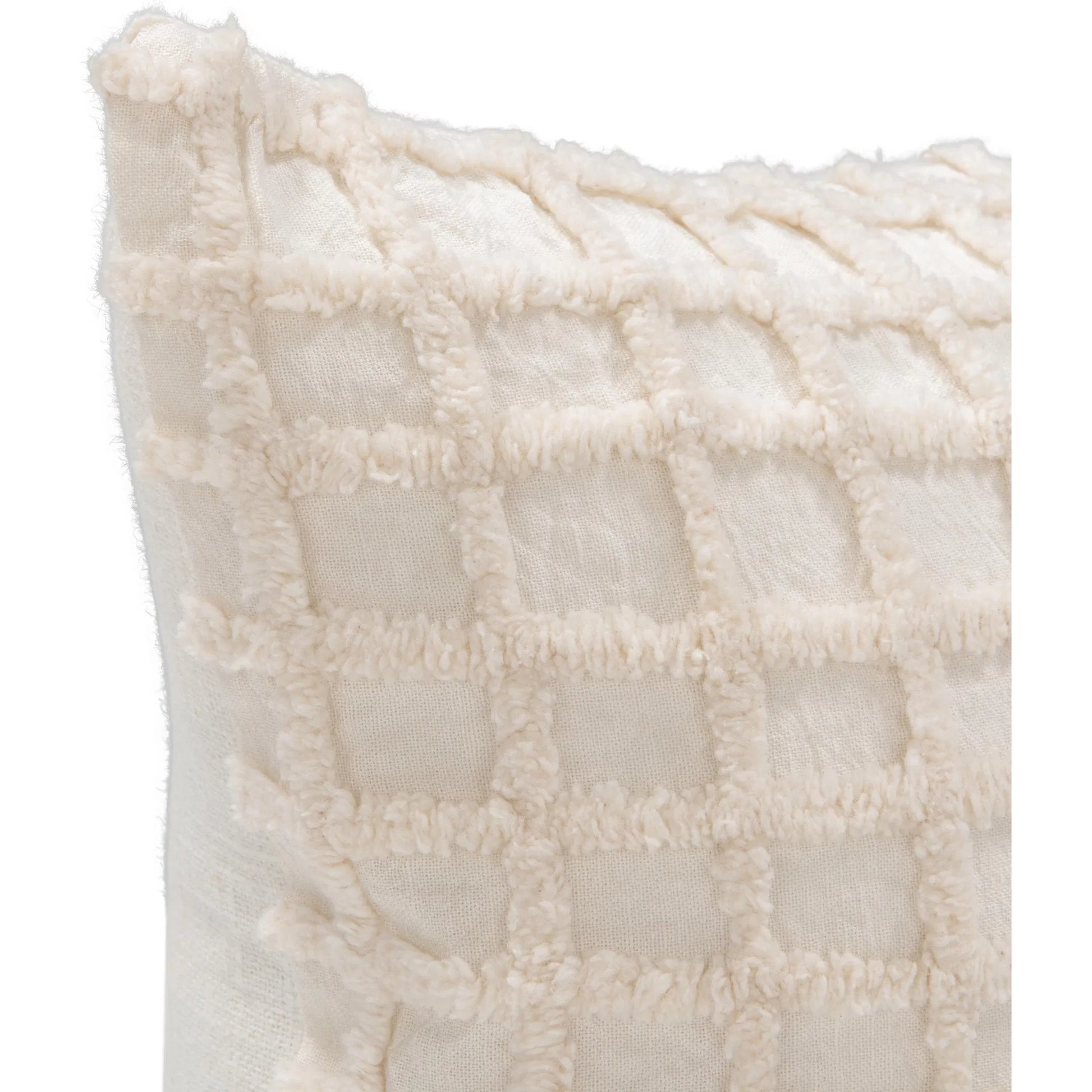 Ion Cotton Fabric Throw Pillow by Villa by Classic Home in ivory. Made from 100% cotton, same fabric front in a unique style.