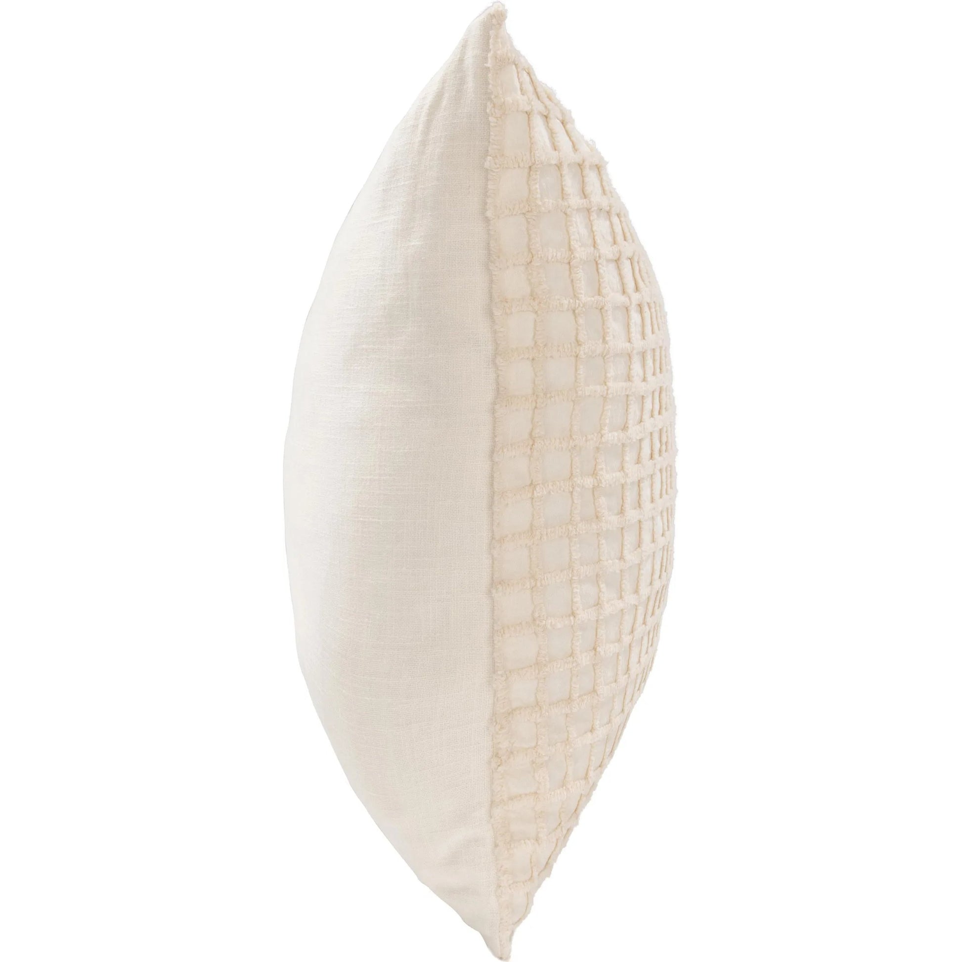Ion Cotton Fabric Throw Pillow by Villa by Classic Home in ivory. Made from 100% cotton, same fabric front in a unique style.