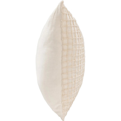 Ion Cotton Fabric Throw Pillow by Villa by Classic Home in ivory. Made from 100% cotton, same fabric front in a unique style.