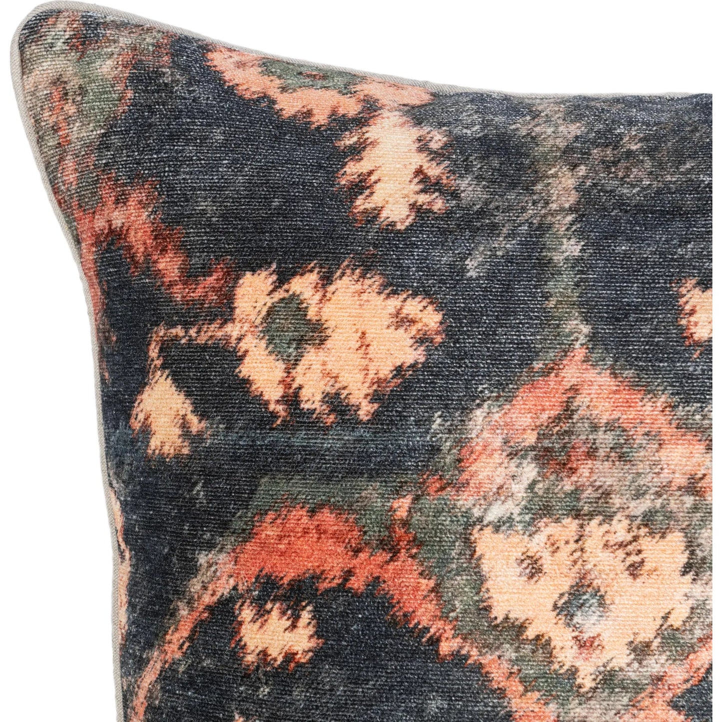 004 SI-2533455 | Closeup | Fairmont Fabric Blend Throw Pillow by Villa by Classic Home in multicolor. Made from 64% viscose, 20% cotton, 16% polyester, 50% cotton, 50% linen back in a unique style.