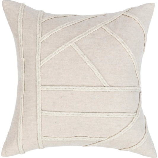Langdon Linen Blend Throw Pillow by Villa by Classic Home in ivory. Made from 50% linen, 50% cotton in a unique style.