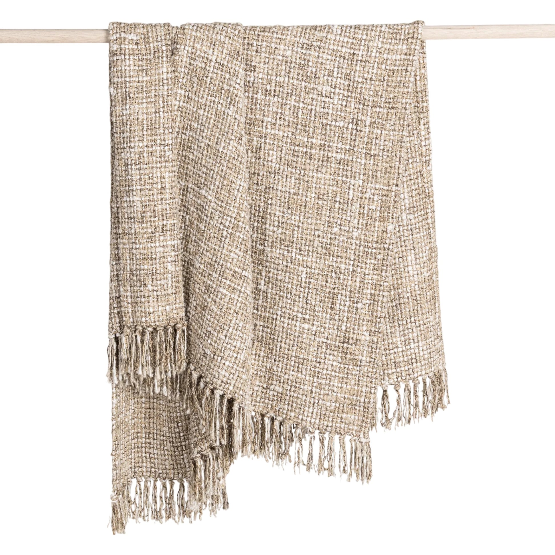 Porter Cotton Blend Black Throw Blanket by Villa by Classic Home in ivory. Made from 50% cotton, 50% viscose in a modern style.