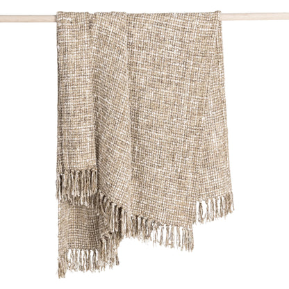 Porter Cotton Blend Black Throw Blanket by Villa by Classic Home in ivory. Made from 50% cotton, 50% viscose in a modern style.