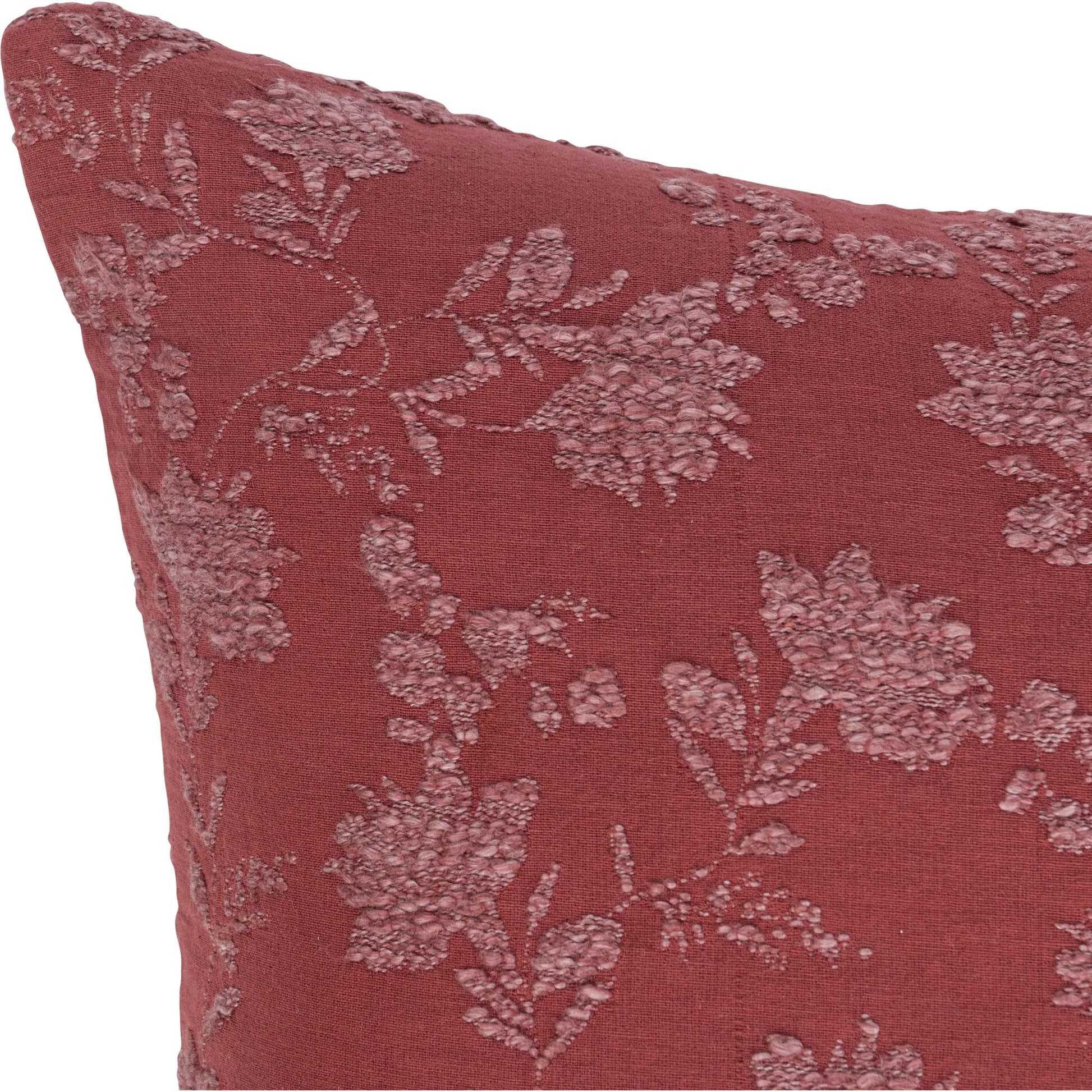 Rosecliff Cotton Blend Throw Pillow by Villa by Classic Home in red. Made from 70% cotton, 25% polyester, 5% linen in a unique style.