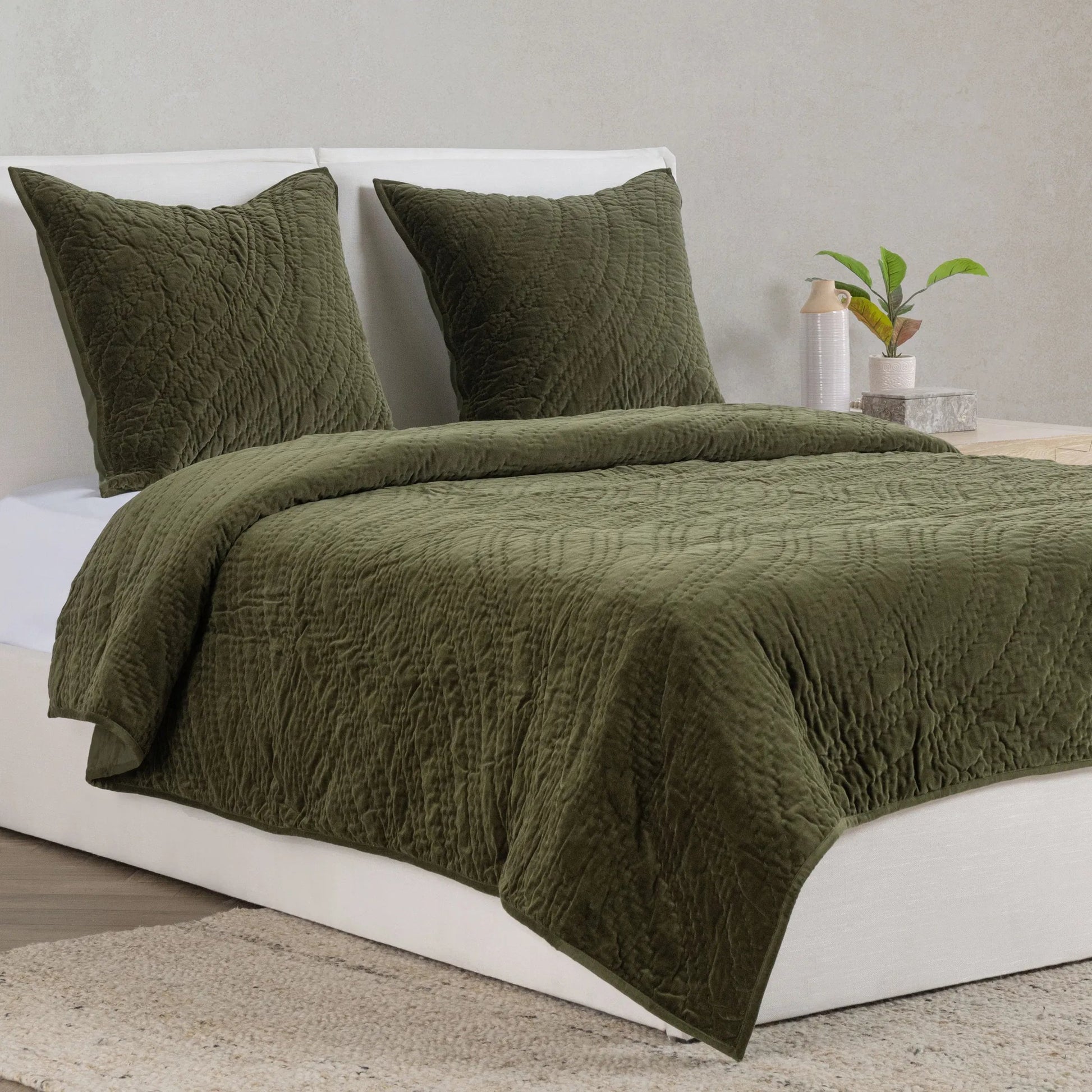 Elms Velvet Cotton Blend Quilt by Villa by Classic Home. Made from 80% cotton, 20% polyester in a unique style.