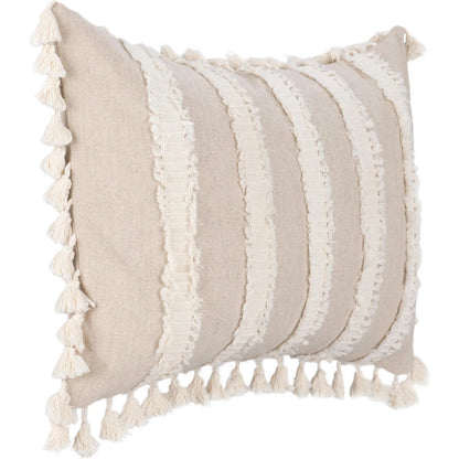 Edisto Linen Blend Throw Pillow by Villa by Classic Home in ivory. Made from 50% cotton, 50% linen in a unique style.