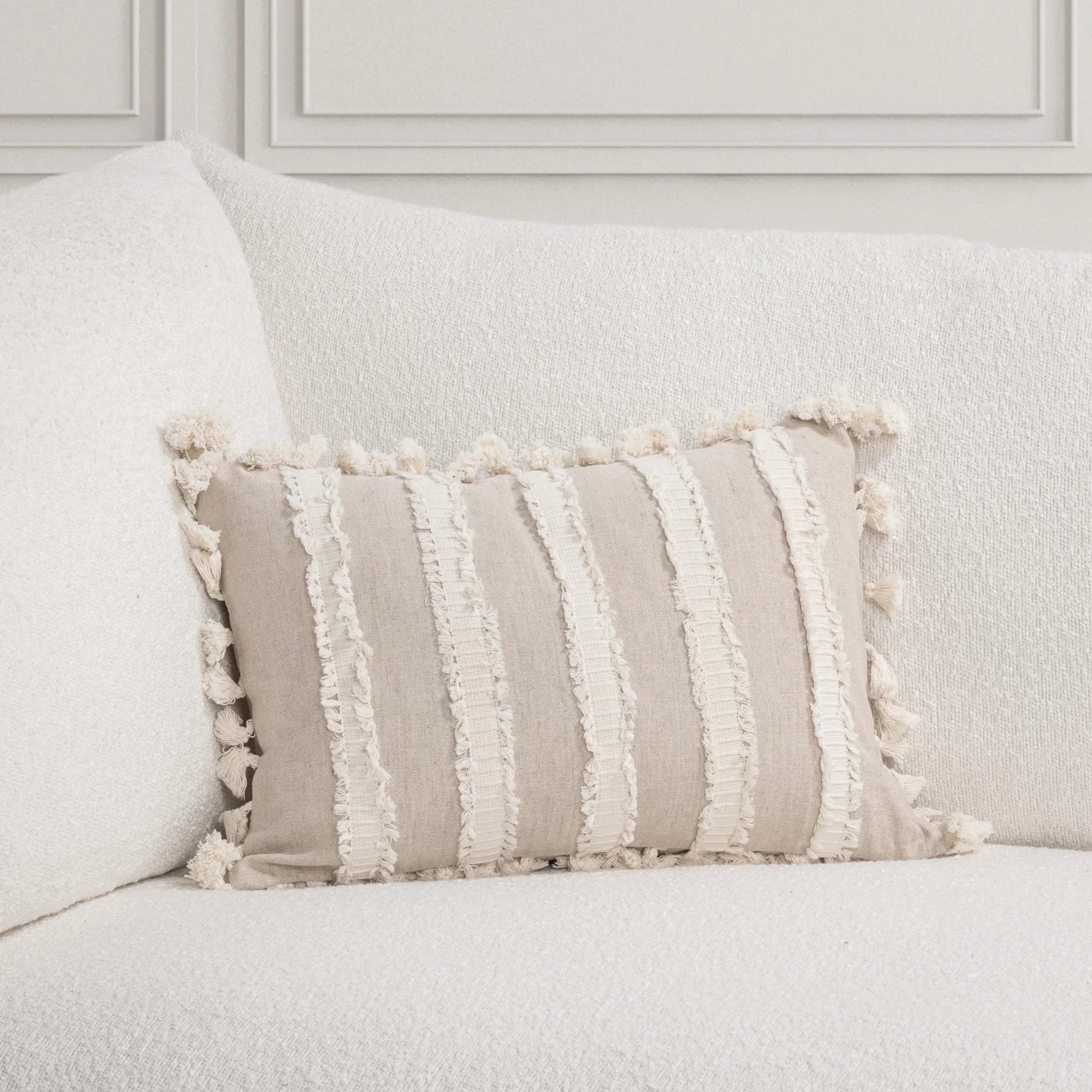 Edisto Linen Blend Throw Pillow by Villa by Classic Home in ivory. Made from 50% cotton, 50% linen in a unique style.