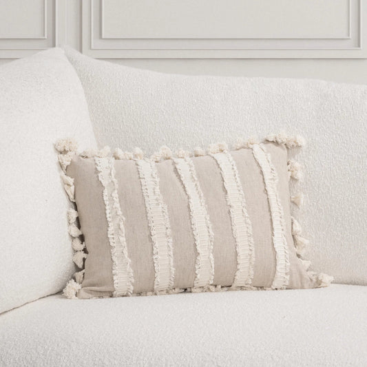 Edisto Linen Blend Throw Pillow by Villa by Classic Home in ivory. Made from 50% cotton, 50% linen in a unique style.
