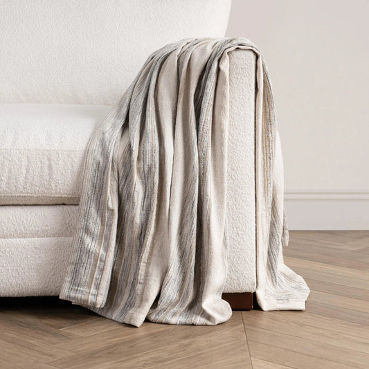 Rockport Cotton Fabric Throw by Villa by Classic Home in beige. Made from 100% cotton in a unique style.
