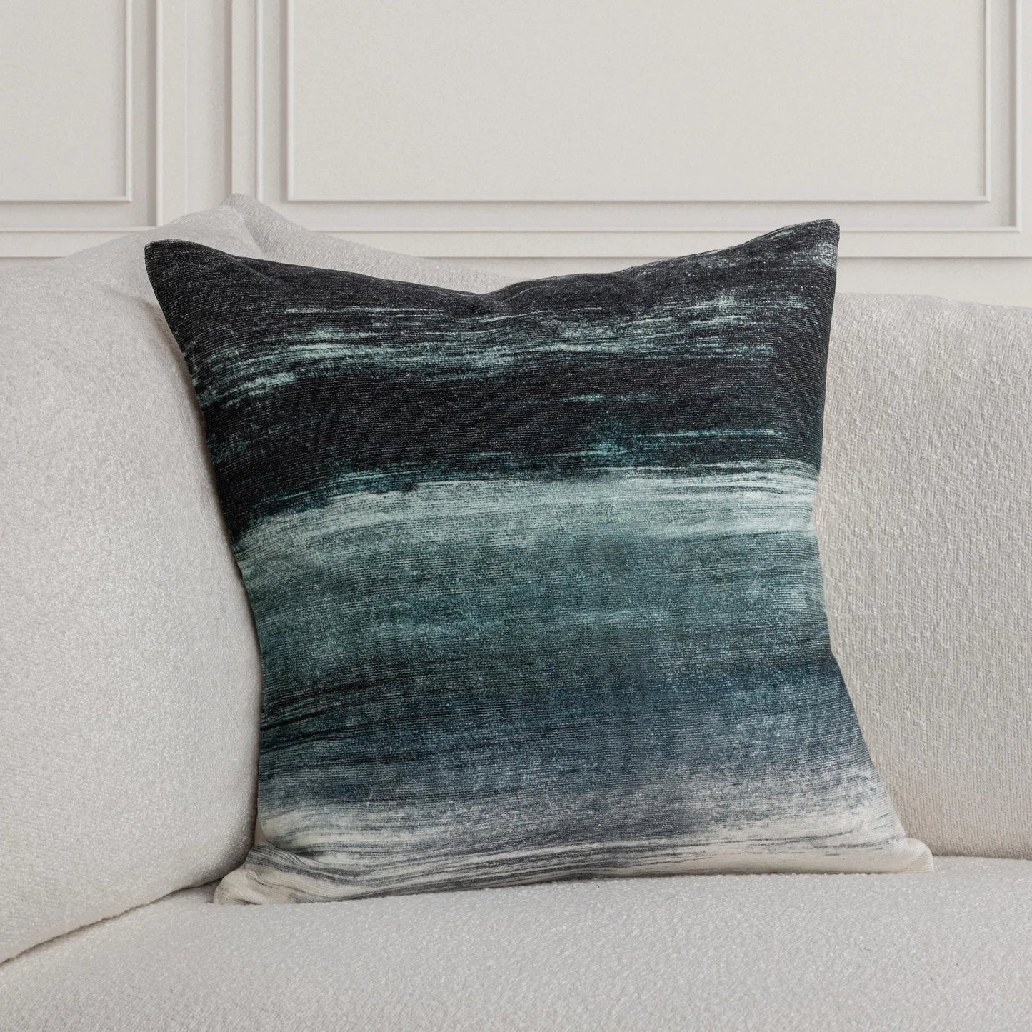 005 SI-2533460 | Lifestyle | Vita Fabric Blend Throw Pillow by Villa by Classic Home in blue. Made from 64% viscose, 20% cotton, 16% polyester, 50% cotton, 50% linen solid back in a unique style.