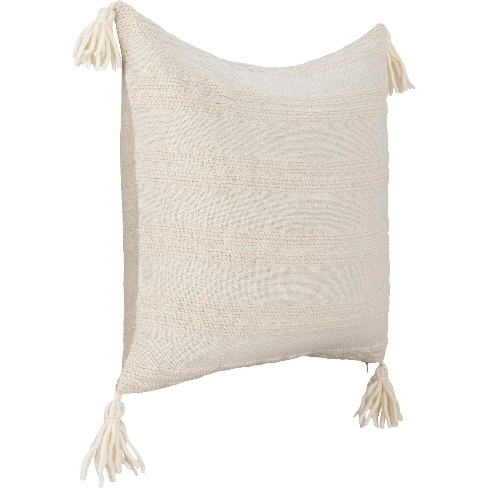 York Wool Fabric Throw Pillow by Villa by Classic Home in ivory. Made from 100% wool in a unique style.