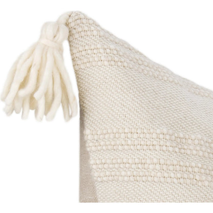 York Wool Fabric Throw Pillow by Villa by Classic Home in ivory. Made from 100% wool in a unique style.
