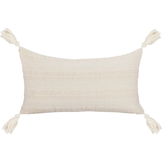 York Wool Fabric Throw Pillow by Villa by Classic Home in ivory. Made from 100% wool in a unique style.