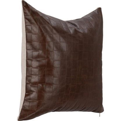 Seston Genuine Leather Throw Pillow by Villa by Classic Home in brown. Made from 100% leather, 50% cotton, 50% linen solid back in a unique style.
