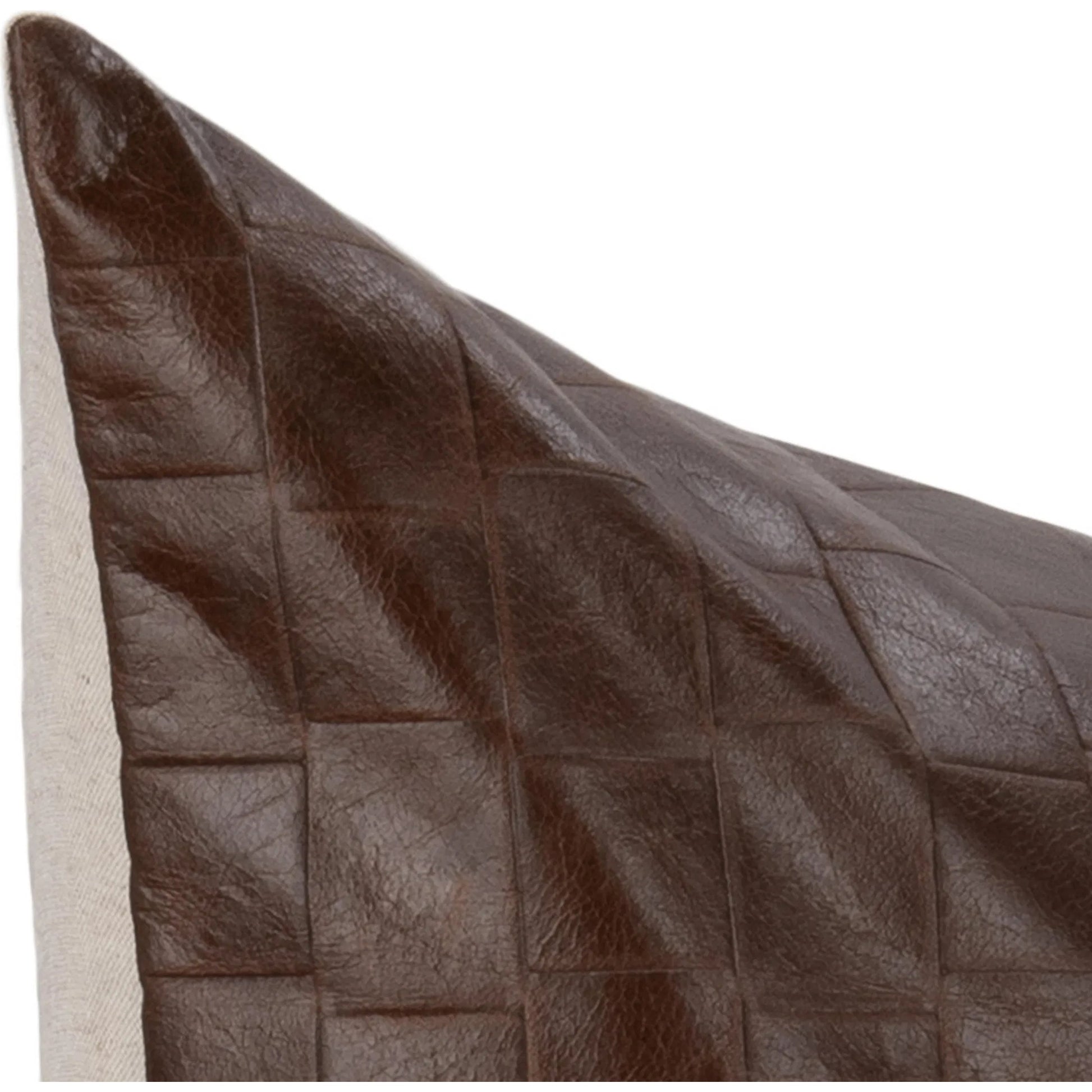 Seston Genuine Leather Throw Pillow by Villa by Classic Home in brown. Made from 100% leather, 50% cotton, 50% linen solid back in a unique style.