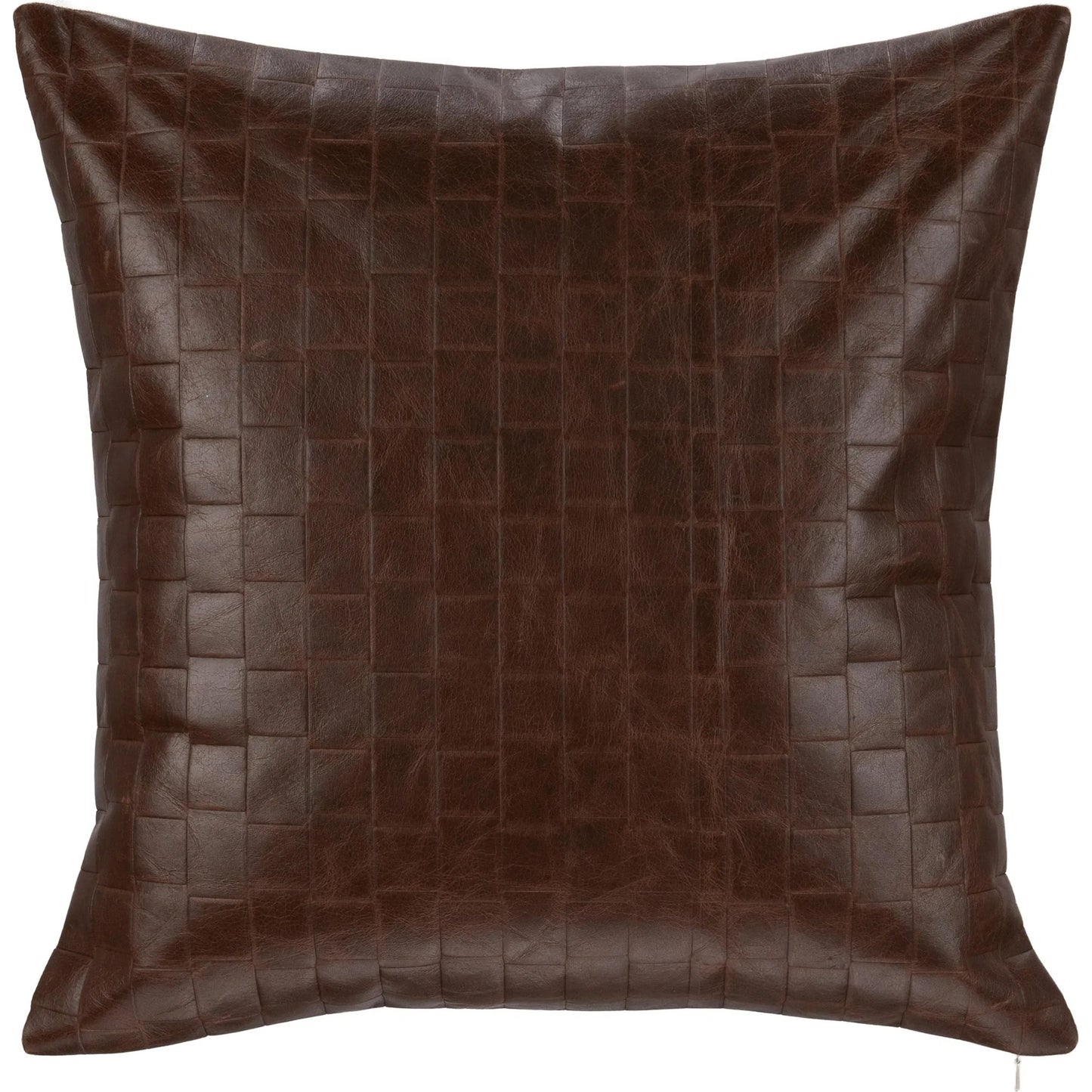 001 SI-2533461 | Primary Silo | Seston Genuine Leather Throw Pillow by Villa by Classic Home in brown. Made from 100% leather, 50% cotton, 50% linen solid back in a unique style.