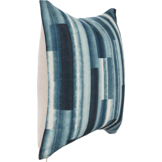 Leeward Cotton Blend Throw Pillow by Villa by Classic Home in blie. Made from 100% cotton, 50% cotton, 50% linen solid back in a unique style.