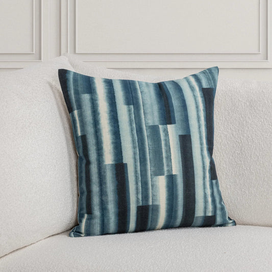 Leeward Cotton Blend Throw Pillow by Villa by Classic Home in blie. Made from 100% cotton, 50% cotton, 50% linen solid back in a unique style.