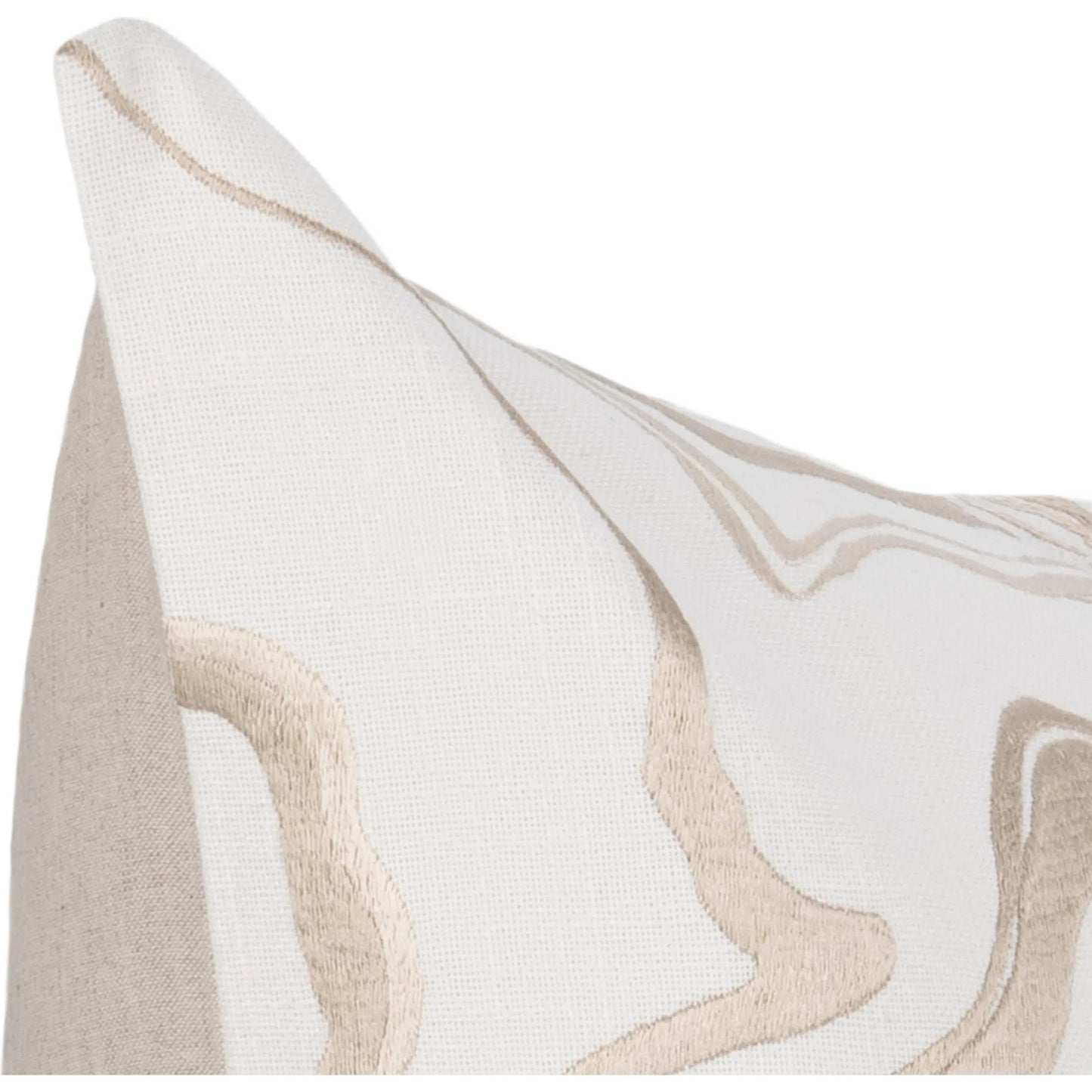 004 SI-2533464 | Closeup | Drift Cotton Throw Pillow by Villa by Classic Home in ivory. Made from 100% cotton, 50% cotton, 50% linen solid back in a unique style.