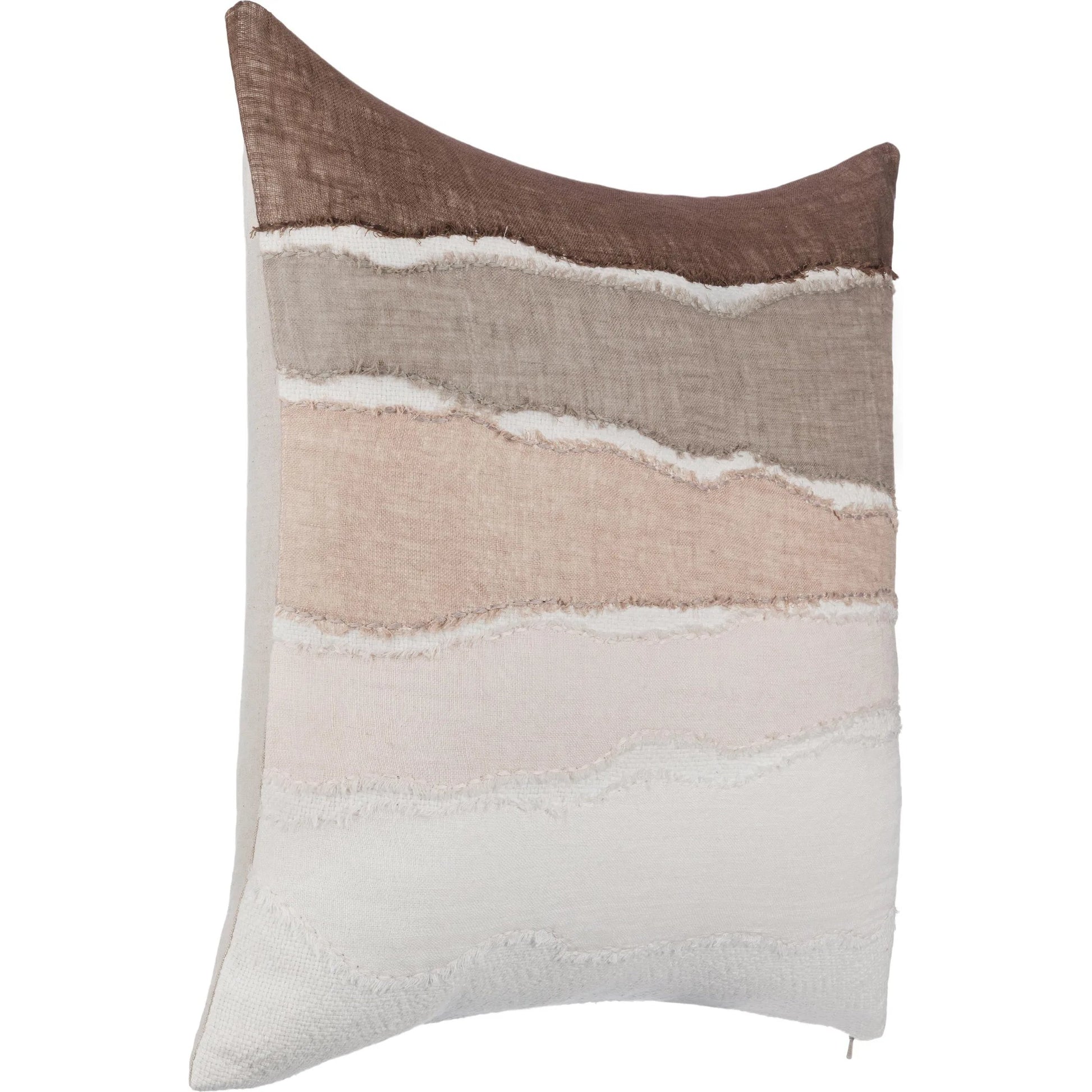 Bikram Linen Blend Hand Stitch Throw Pillow by Villa by Classic Home in ivory. Made from 60% linen, 40% cotton, solid back in a unique style.