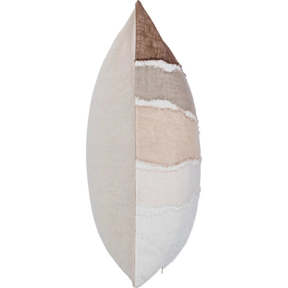 Bikram Linen Blend Hand Stitch Throw Pillow by Villa by Classic Home in ivory. Made from 60% linen, 40% cotton, solid back in a unique style.