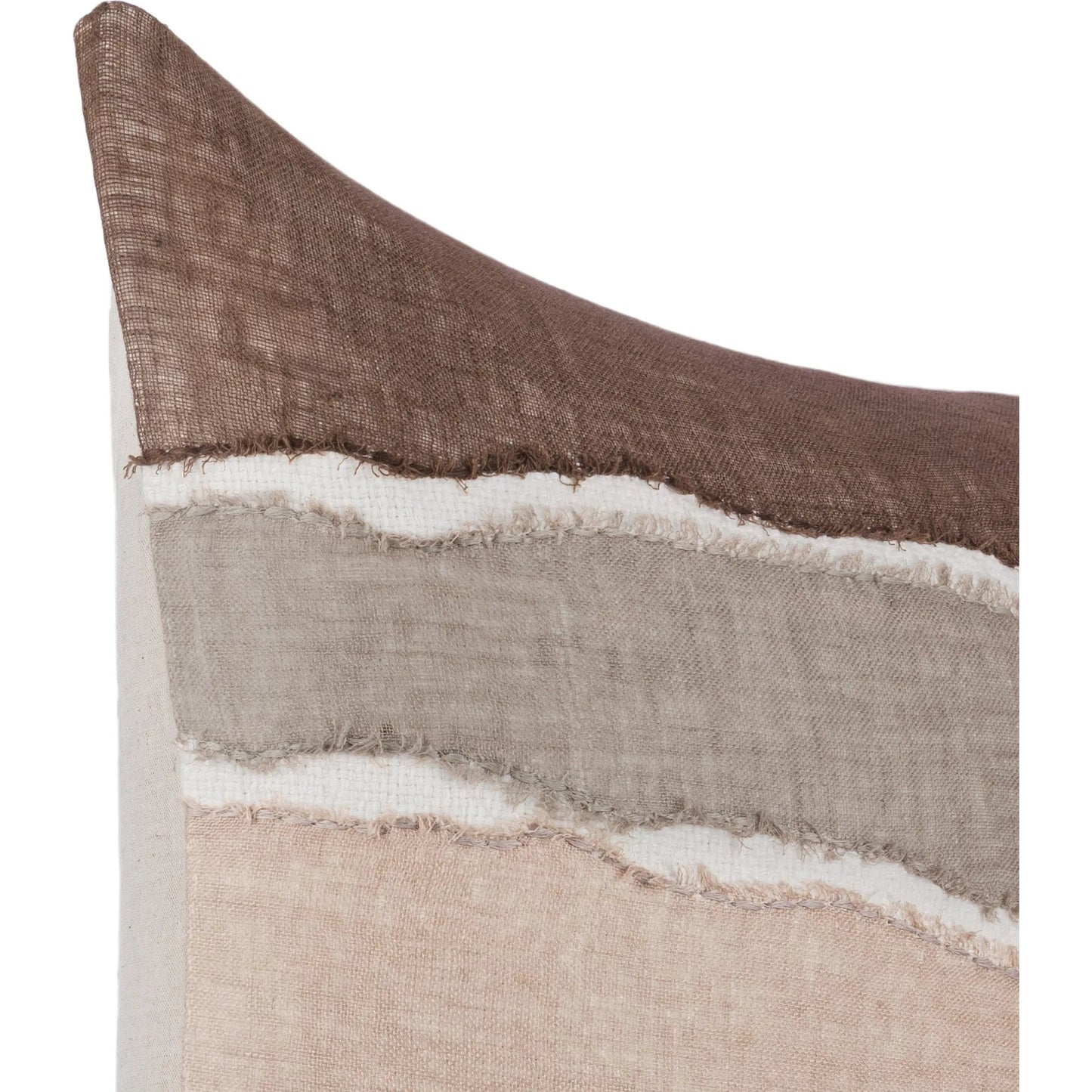 004 SI-2533465 | Closeup | Bikram Linen Blend Hand Stitch Throw Pillow by Villa by Classic Home in ivory. Made from 60% linen, 40% cotton, solid back in a unique style.