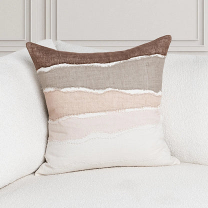 Bikram Linen Blend Hand Stitch Throw Pillow by Villa by Classic Home in ivory. Made from 60% linen, 40% cotton, solid back in a unique style.