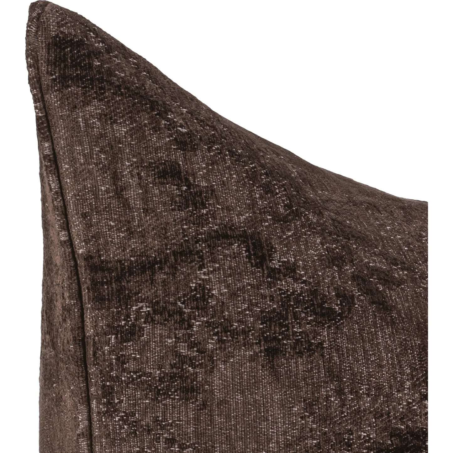 003 SI-2533306 | Closeup | Doolin Chenille Blend Throw Pillow by Villa by Classic Home in brown. Made from 45% viscose, 31% cotton, 24% polyester in a unique style.