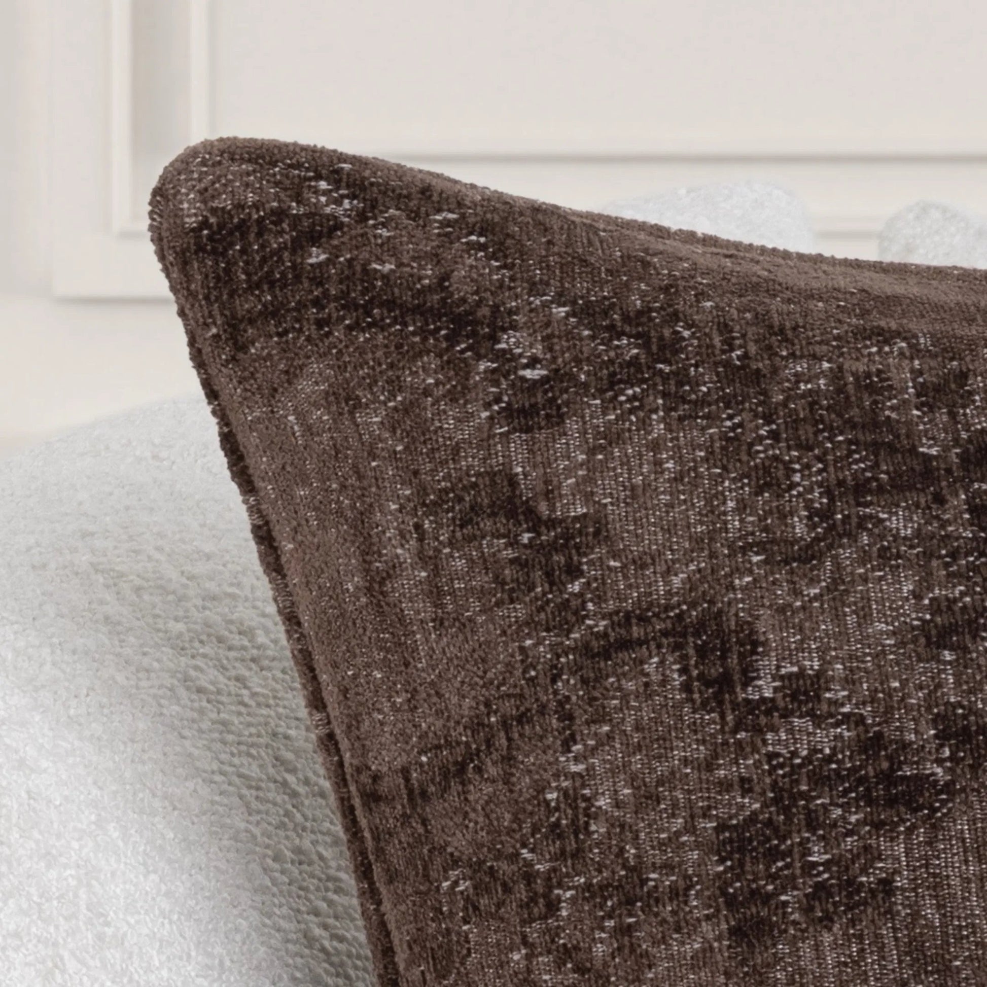 Doolin Chenille Blend Throw Pillow by Villa by Classic Home in brown. Made from 45% viscose, 31% cotton, 24% polyester in a unique style.