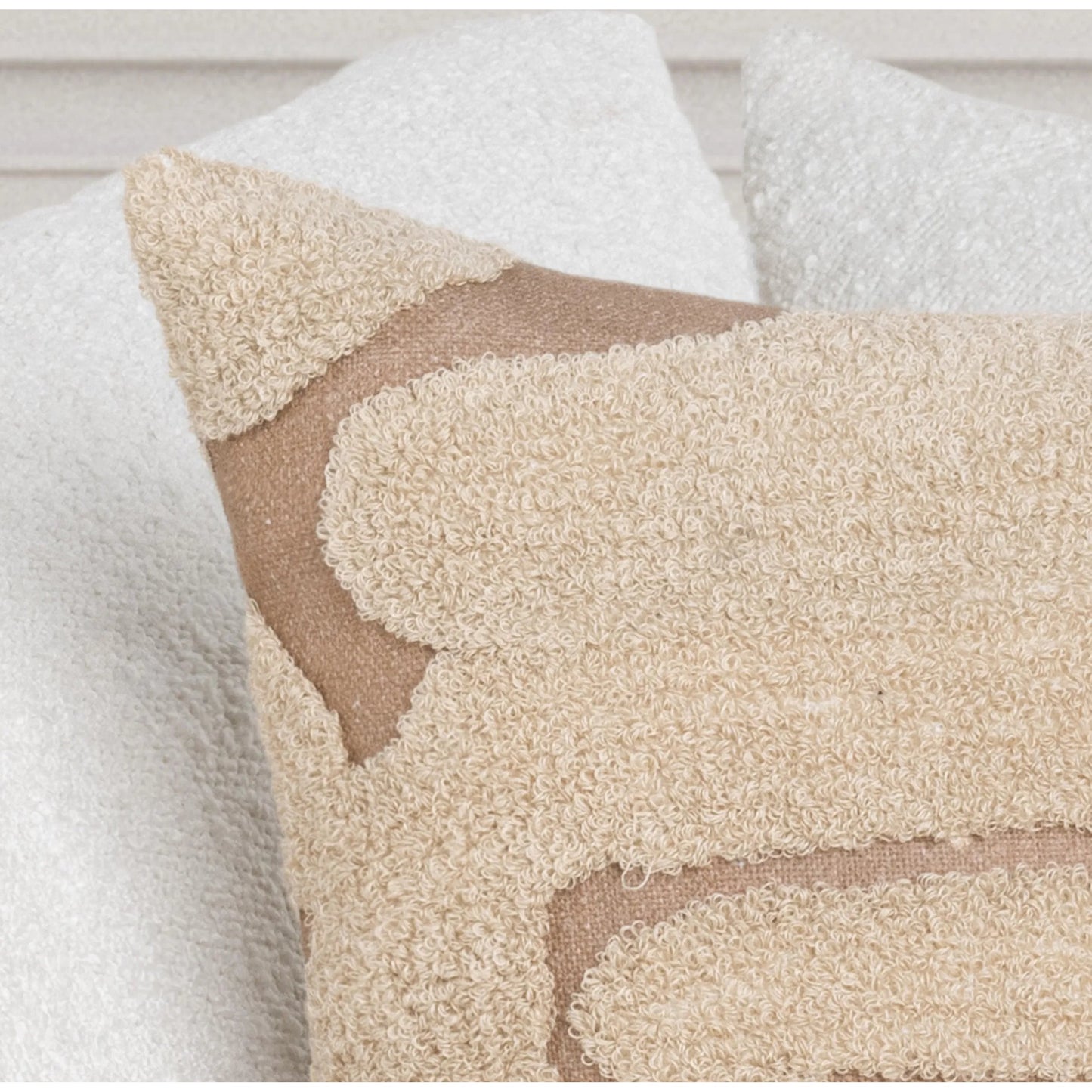004 SI-2537958 | Closeup | Austen Cotton Throw Pillow by Villa by Classic Home in caramel. Made from 100% cotton in a unique style.