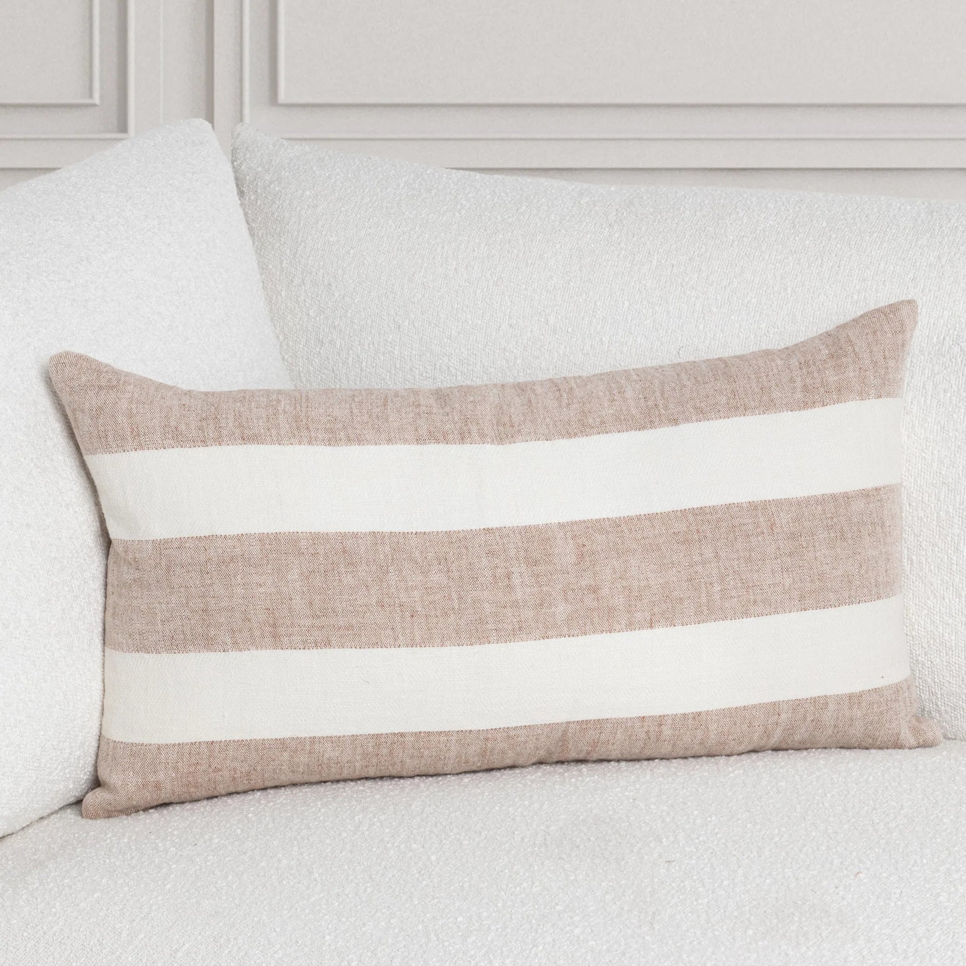 Eleanor Belgian Flax Linen Throw Pillow by Villa by Classic Home in ivory. Made from 100% belgian flax linen in a unique style.