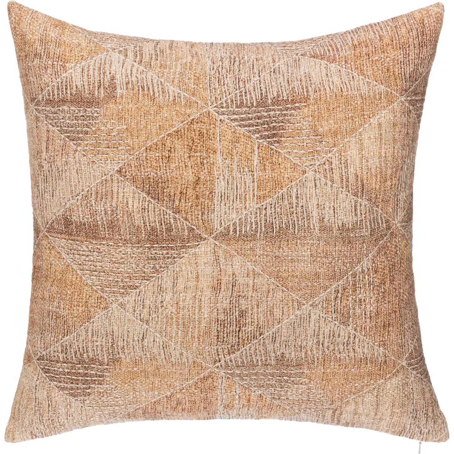 001 SI-2537959 | Primary Silo | Rev Cotton Blend Throw Pillow by Villa by Classic Home in caramel. Made from 50% cotton, 35% polyester, 15% linen, solid back in a unique style.