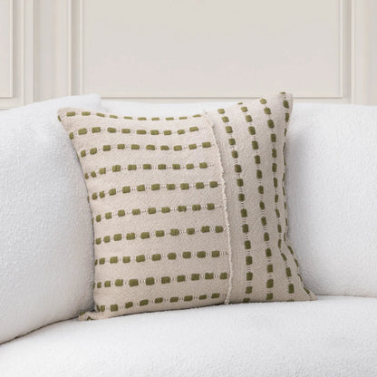 Katia Linen Blend Fabric Throw Pillow by Villa by Classic Home in natural, olive green. Made from 50% cotton, 50% linen in a unique style.